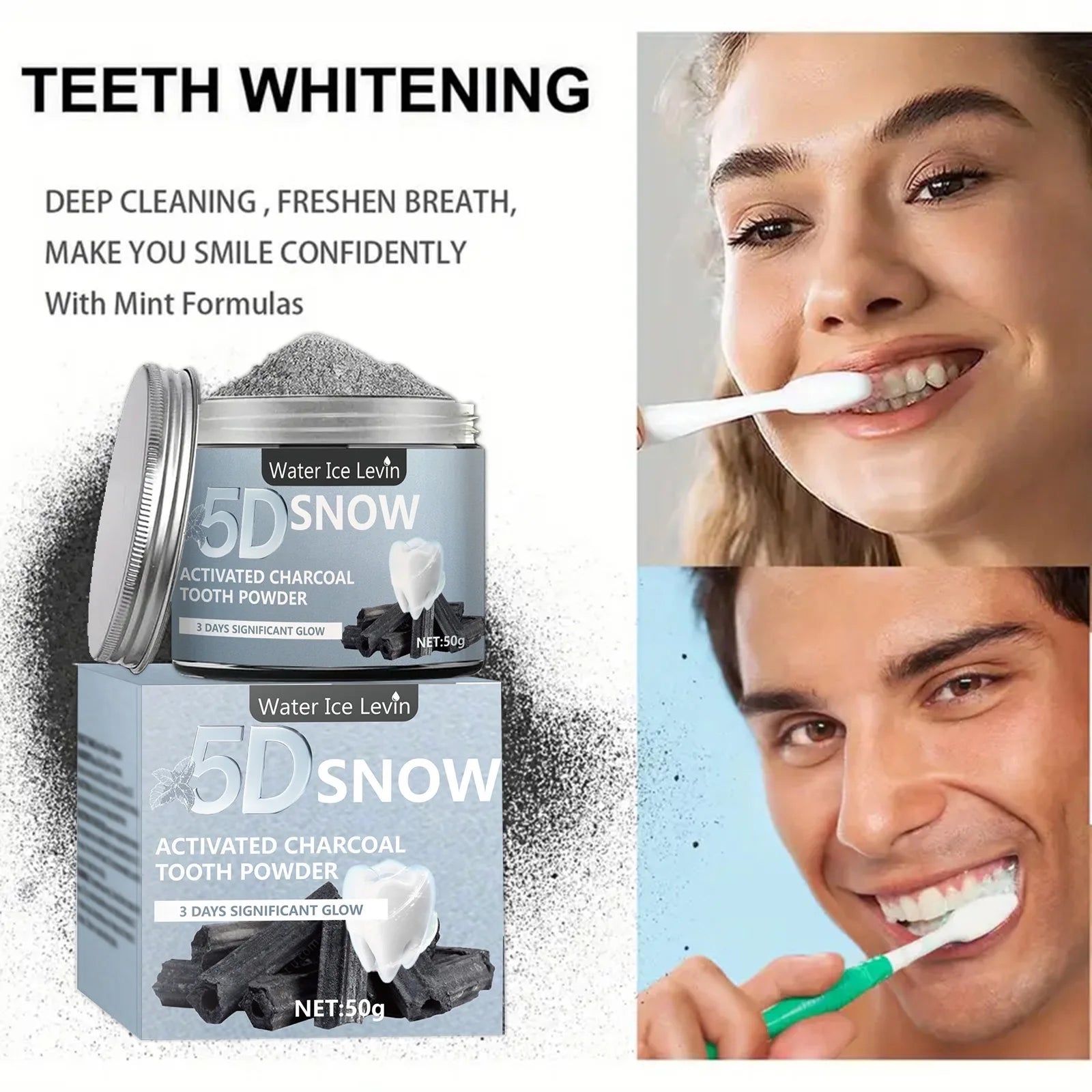 5D Bamboo Charcoal Tooth Whitening Powder
